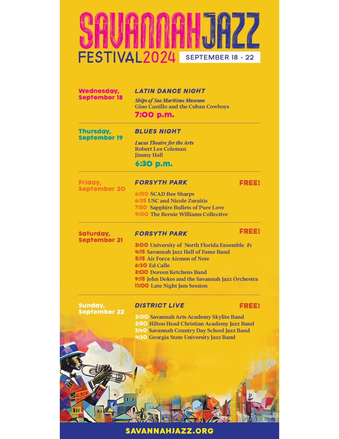 2024 Festival Schedule Savannah Jazz